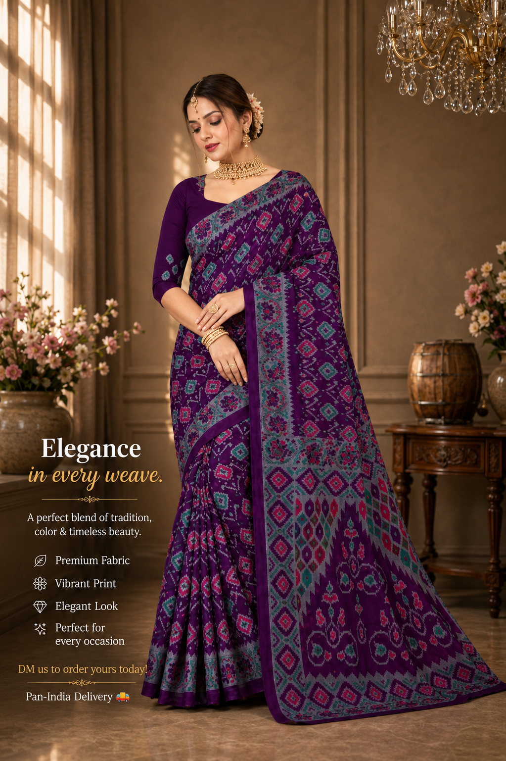 Deep Violet Patola Print Saree