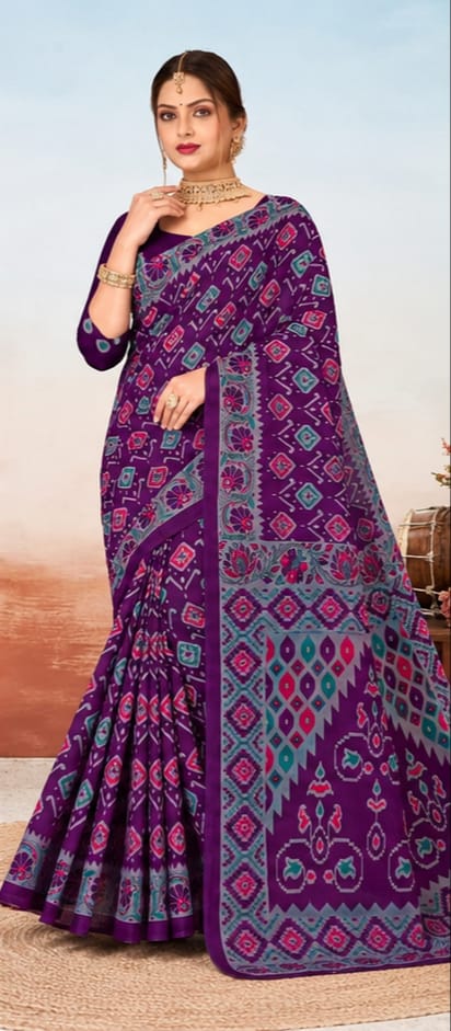 Deep Violet Patola Print Saree
