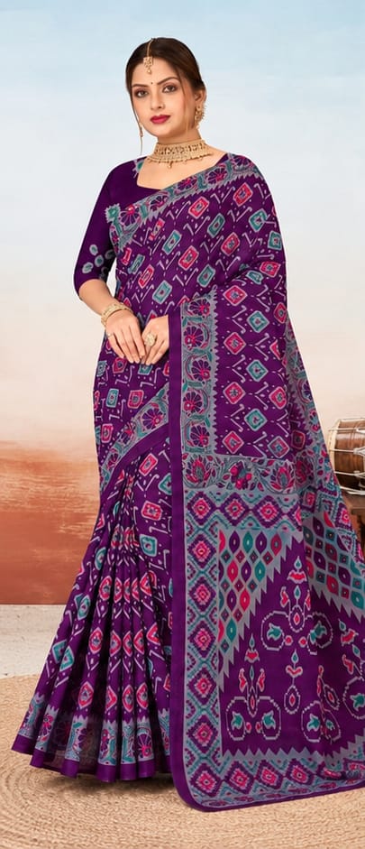 Deep Violet Patola Print Saree